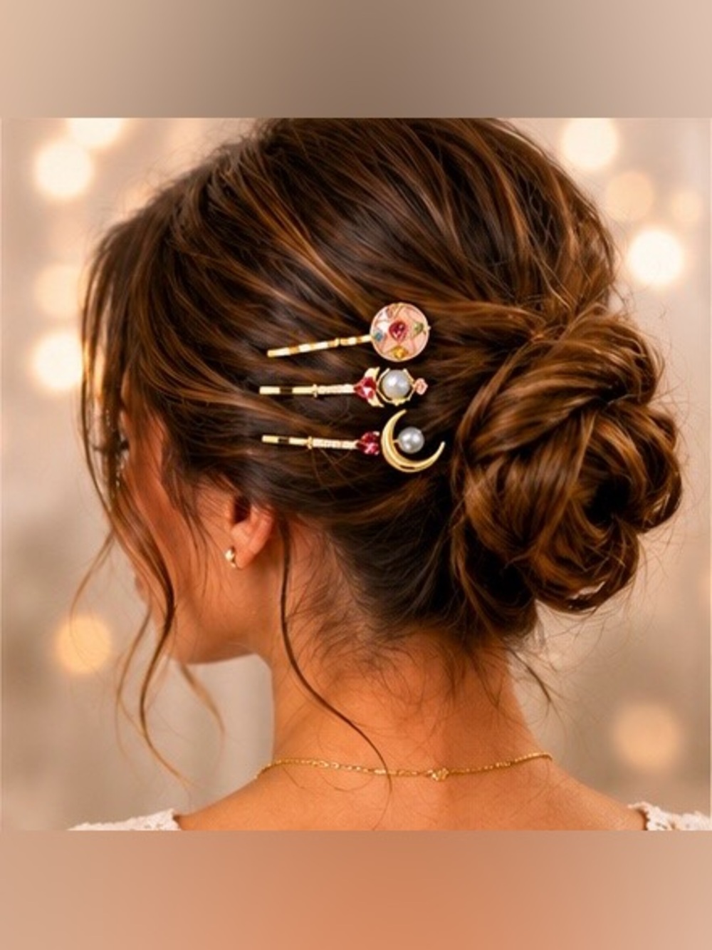 Celestial Moon & Pearl Hair Pin Set | Gold Finish Crystal Hair Accessories🌙💕✨